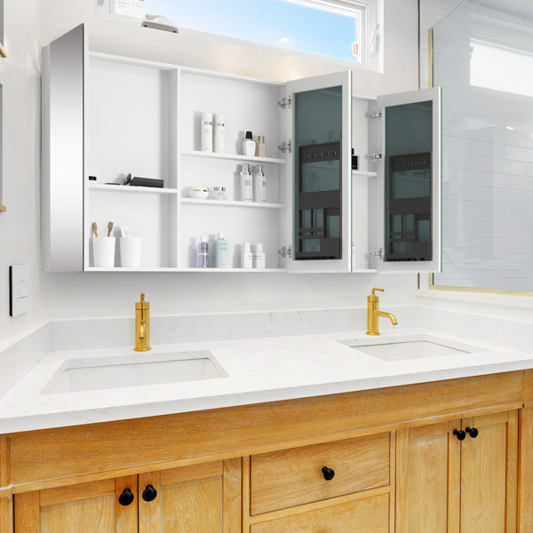 Latitude Run® Medicine For Bathroom With Mirror,Wall Mount